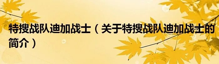 特搜战队迪加战士（关于特搜战队迪加战士的简介）