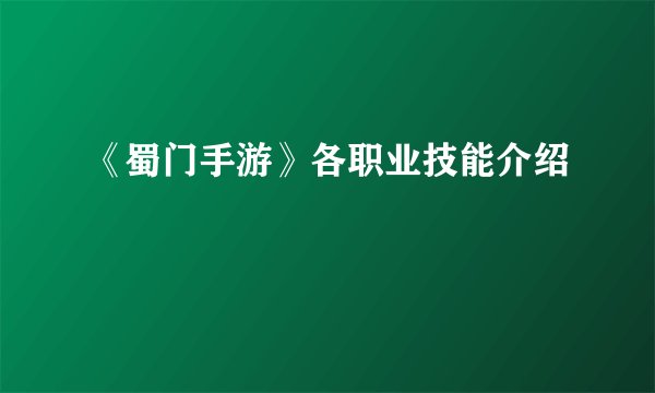 《蜀门手游》各职业技能介绍