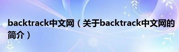 backtrack中文网（关于backtrack中文网的简介）