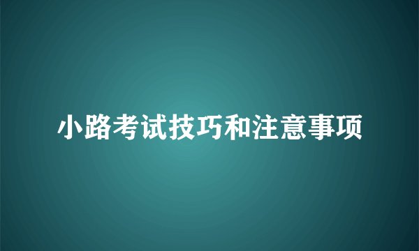 小路考试技巧和注意事项