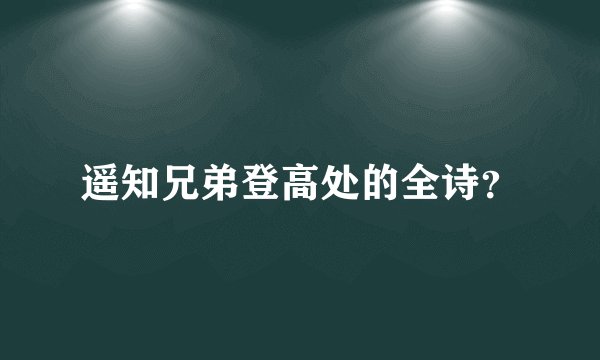 遥知兄弟登高处的全诗？