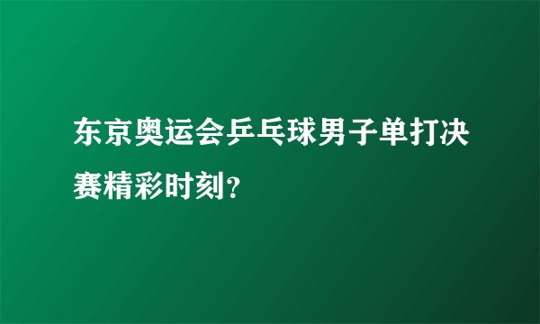 东京奥运会乒乓球男子单打决赛精彩时刻？