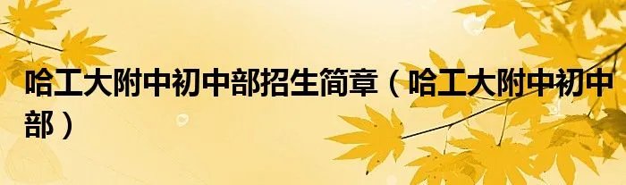 哈工大附中初中部招生简章（哈工大附中初中部）