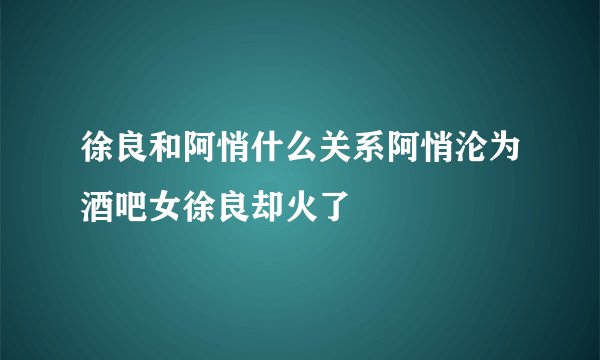 徐良和阿悄什么关系阿悄沦为酒吧女徐良却火了