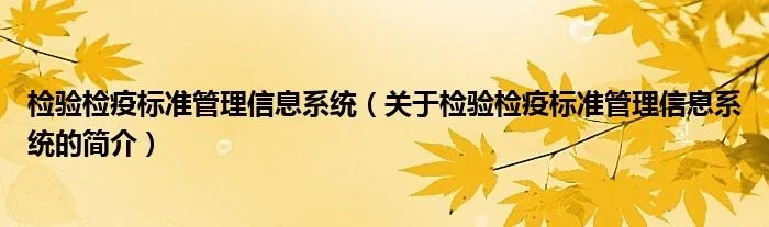 检验检疫标准管理信息系统(关于检验检疫标准管理信息系统的简介)