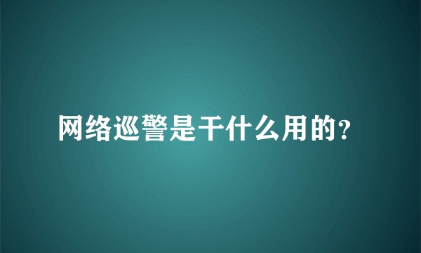 网络巡警是干什么用的？