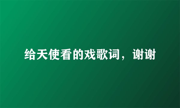给天使看的戏歌词，谢谢