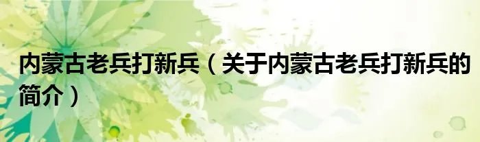内蒙古老兵打新兵（关于内蒙古老兵打新兵的简介）