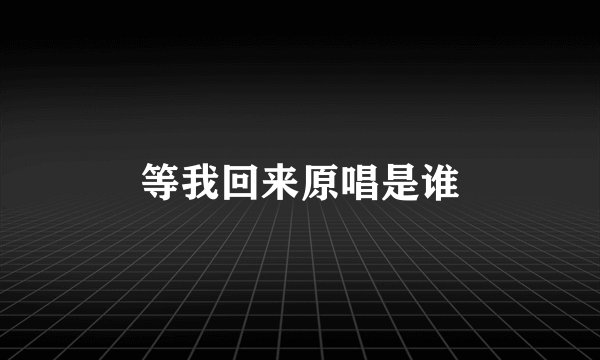 等我回来原唱是谁