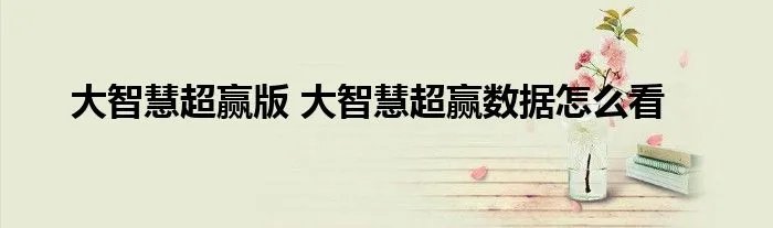 大智慧超赢版 大智慧超赢数据怎么看