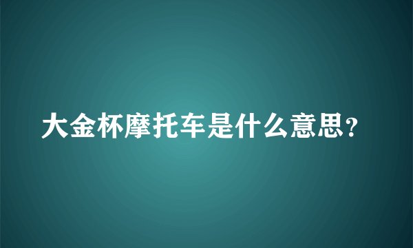 大金杯摩托车是什么意思？