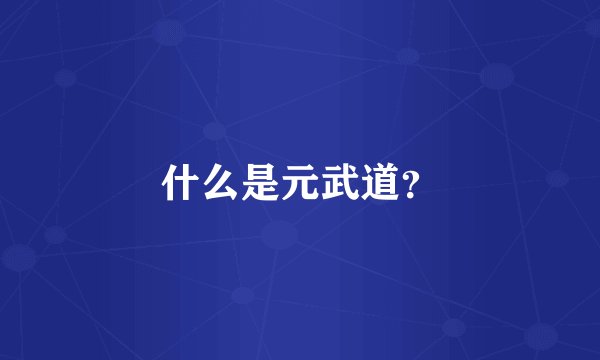 什么是元武道？