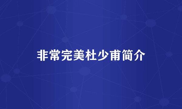 非常完美杜少甫简介