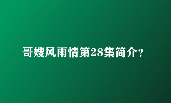 哥嫂风雨情第28集简介？