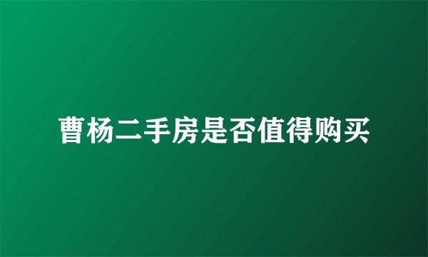 曹杨二手房是否值得购买