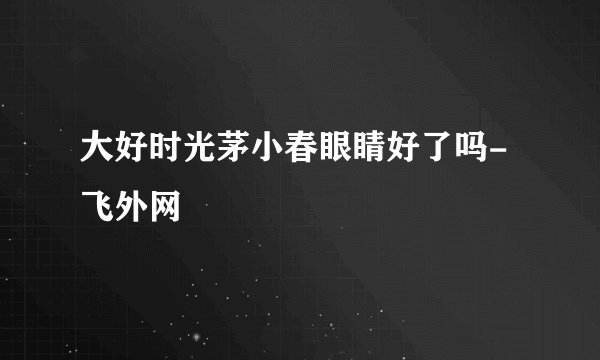 大好时光茅小春眼睛好了吗- 飞外网