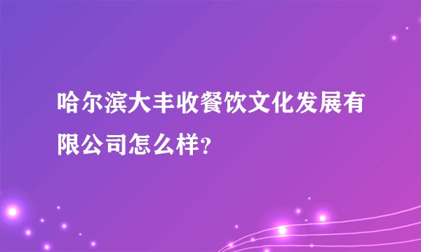 哈尔滨大丰收餐饮文化发展有限公司怎么样？