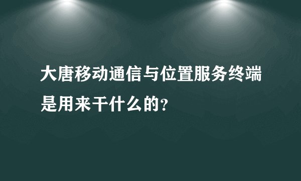 大唐移动通信与位置服务终端是用来干什么的?