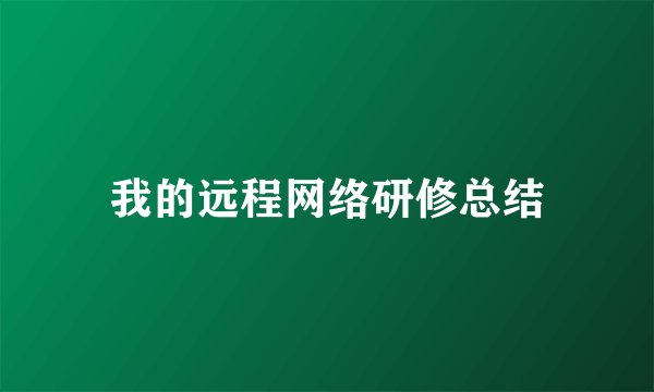 我的远程网络研修总结