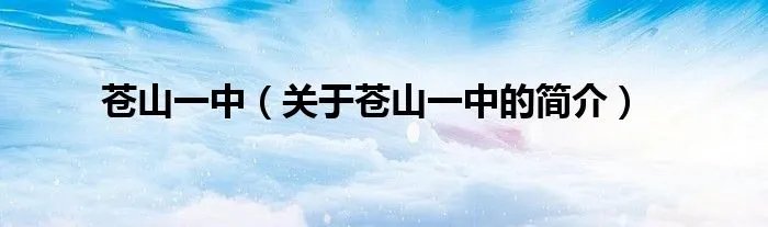 苍山一中（关于苍山一中的简介）