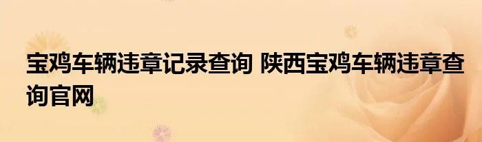 宝鸡车辆违章记录查询 陕西宝鸡车辆违章查询官网