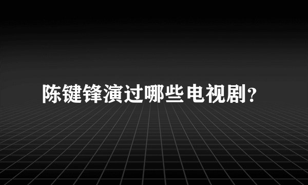 陈键锋演过哪些电视剧?