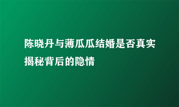 陈晓丹与薄瓜瓜结婚是否真实揭秘背后的隐情