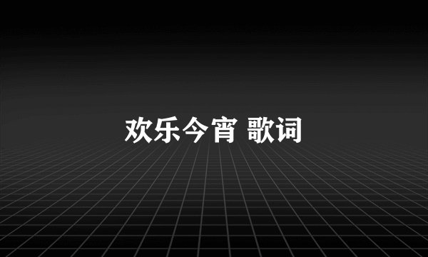 欢乐今宵 歌词