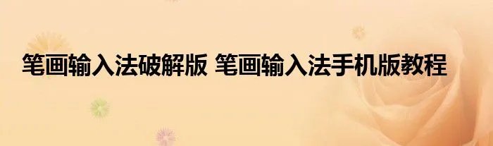 笔画输入法破解版 笔画输入法手机版教程