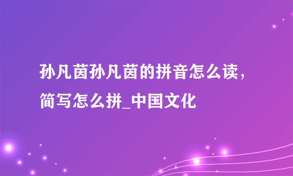 孙凡茵孙凡茵的拼音怎么读，简写怎么拼_中国文化