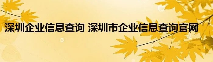深圳企业信息查询 深圳市企业信息查询官网
