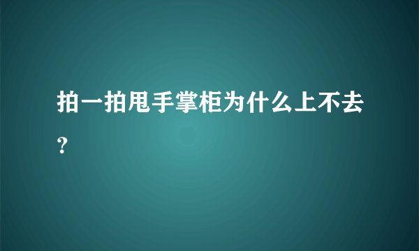拍一拍甩手掌柜为什么上不去？