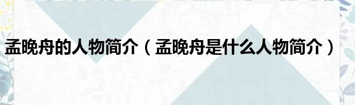 孟晚舟的人物简介(孟晚舟是什么人物简介)