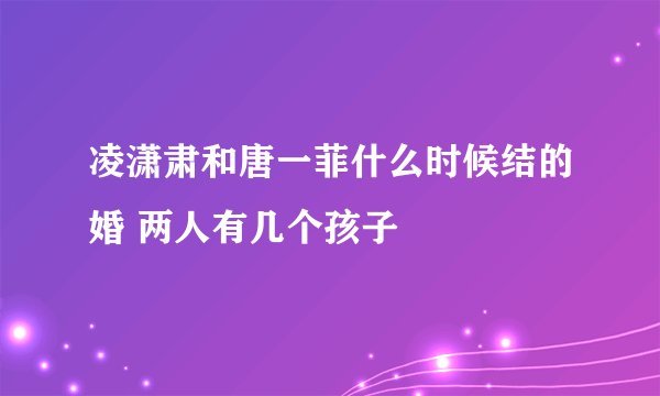 凌潇肃和唐一菲什么时候结的婚 两人有几个孩子