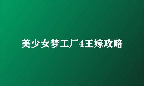美少女梦工厂4王嫁攻略