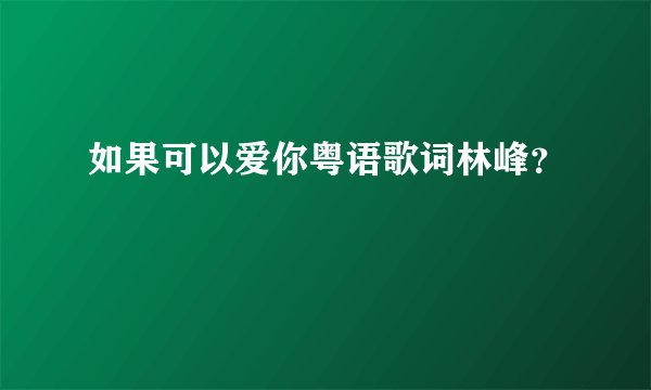如果可以爱你粤语歌词林峰？