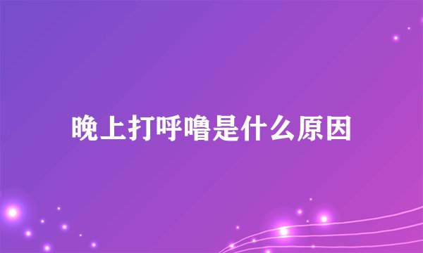 晚上打呼噜是什么原因