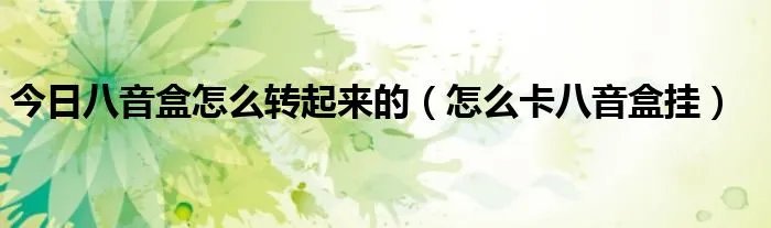 今日八音盒怎么转起来的（怎么卡八音盒挂）
