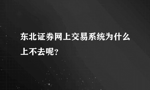 东北证券网上交易系统为什么上不去呢？