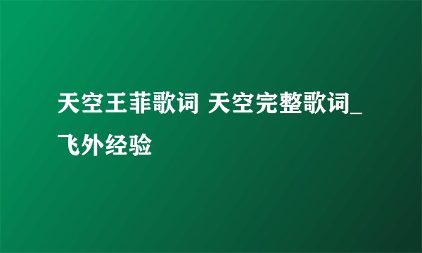 天空王菲歌词 天空完整歌词_飞外经验