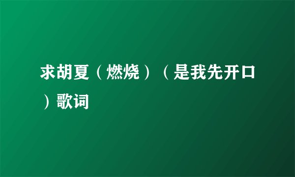 求胡夏（燃烧）（是我先开口）歌词