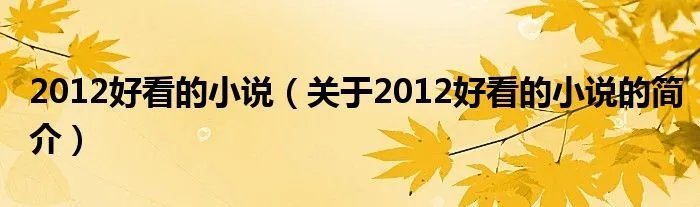 2012好看的小说（关于2012好看的小说的简介）