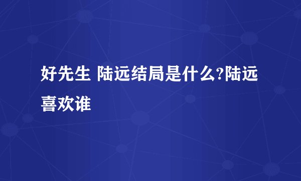 好先生 陆远结局是什么?陆远喜欢谁