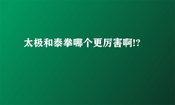 太极和泰拳哪个更厉害啊!?