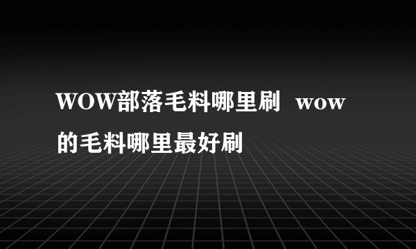 WOW部落毛料哪里刷  wow的毛料哪里最好刷
