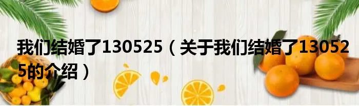 我们结婚了130525（关于我们结婚了130525的介绍）