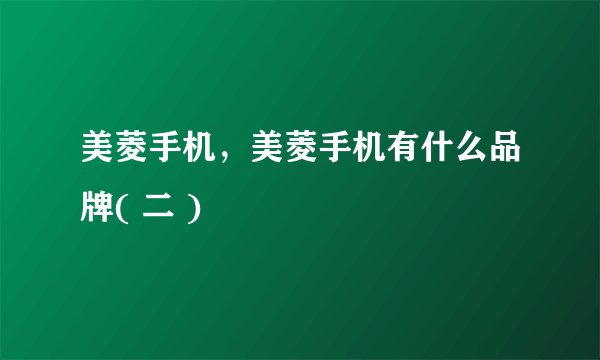 美菱手机,美菱手机有什么品牌( 二 )