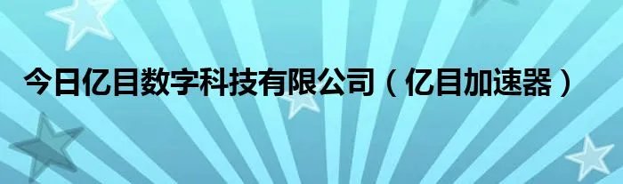 今日亿目数字科技有限公司（亿目加速器）