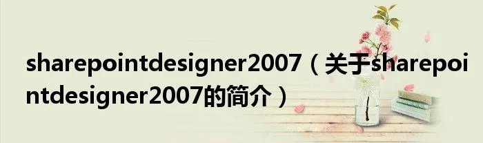 sharepointdesigner2007(关于sharepointdesigner2007的简介)