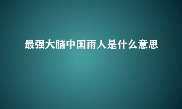 最强大脑中国雨人是什么意思